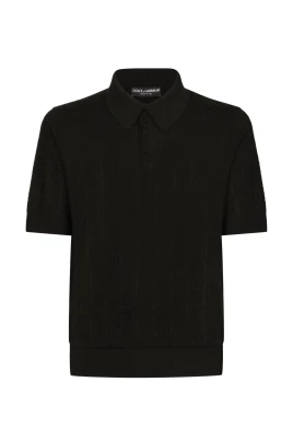 Monogram Jacquard Silk Polo