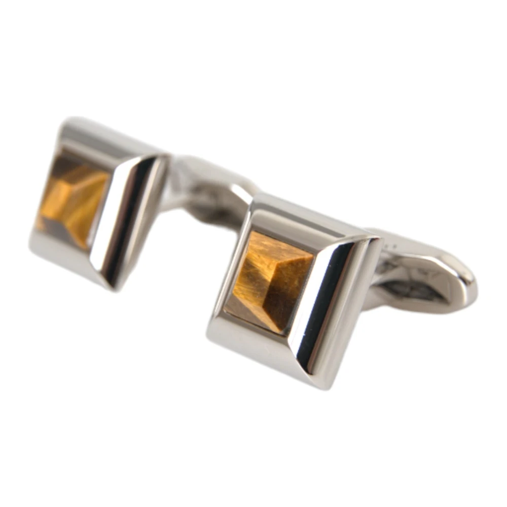 Dolce & Gabbana Kristallen Manchetknopen Zilver Oranje Glas Gray Heren