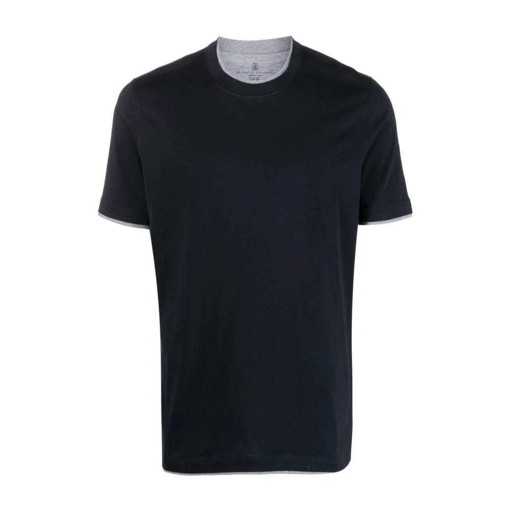 BRUNELLO CUCINELLI Blauwe Aw23 Heren T-shirt Stijlvol en veelzijdig Blue Heren