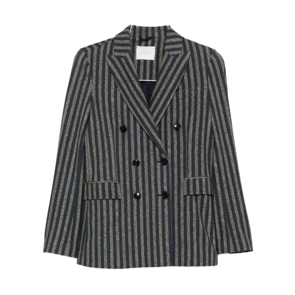 Circolo 1901 Women's Blue Blazers, L, Cotton Double-Breasted Jacket