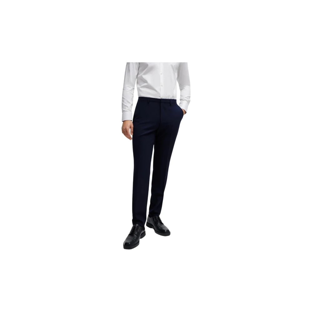 Hugo Boss Blauw Wolmix Extra-Slim-Fit Pak Blue Heren