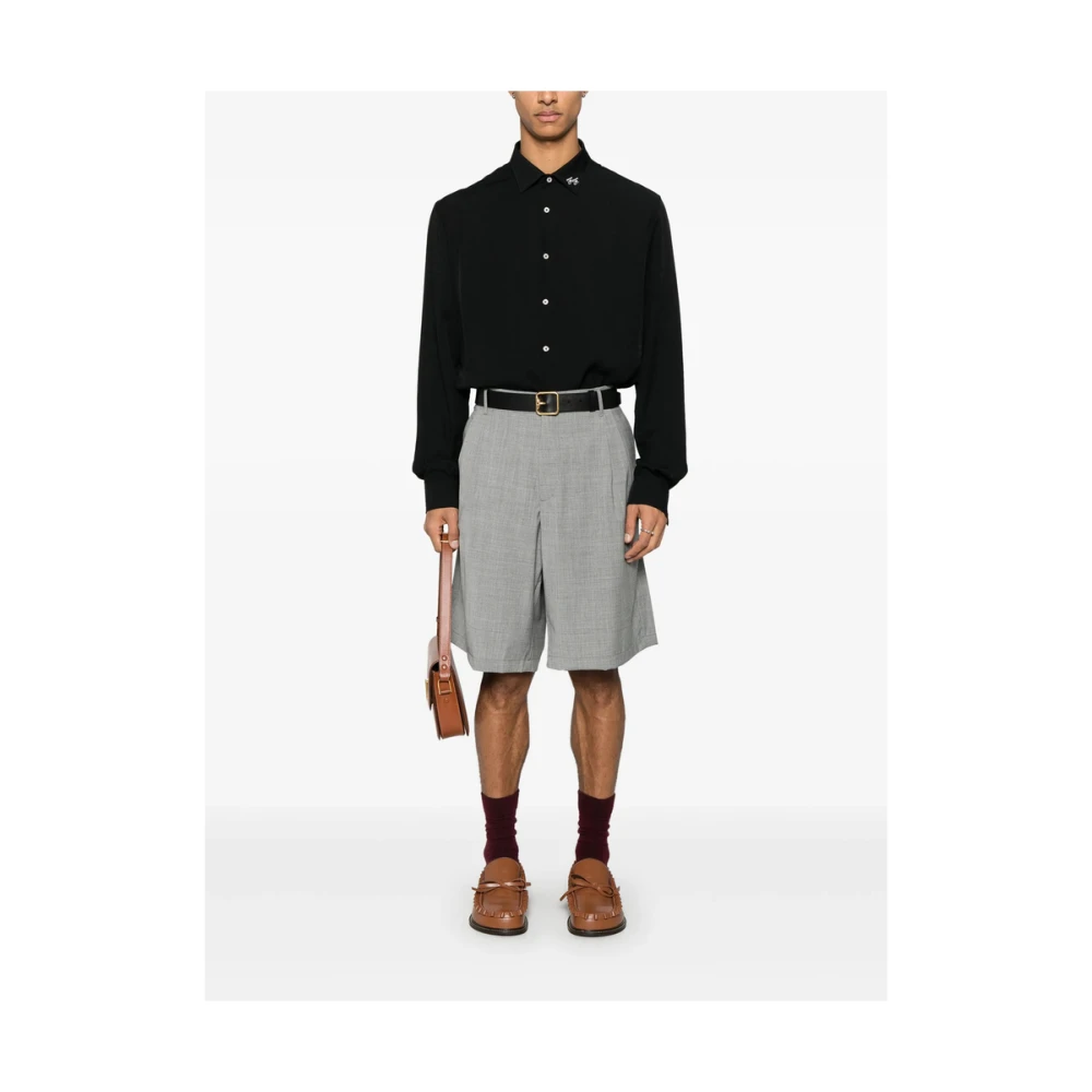 Family First Zwarte Button-Up Shirt met Logo Kraag Black Heren