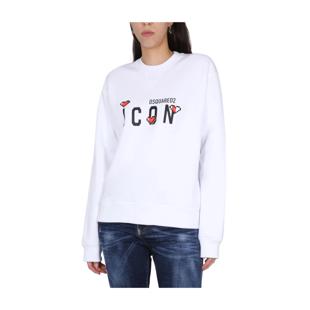 Dsquared2 Game Lover Sweatshirt met Front Logo White Dames