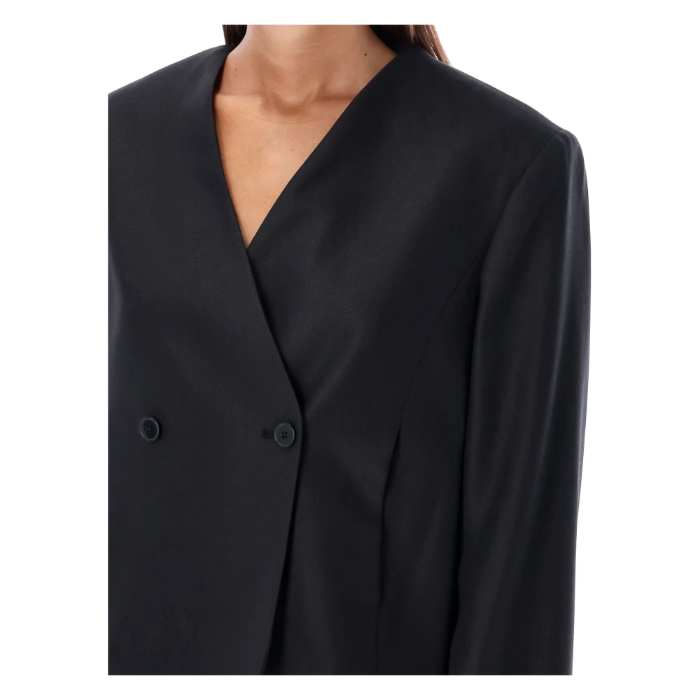 Loulou Studio Zwarte Wolblend Cropped Blazer Black Dames
