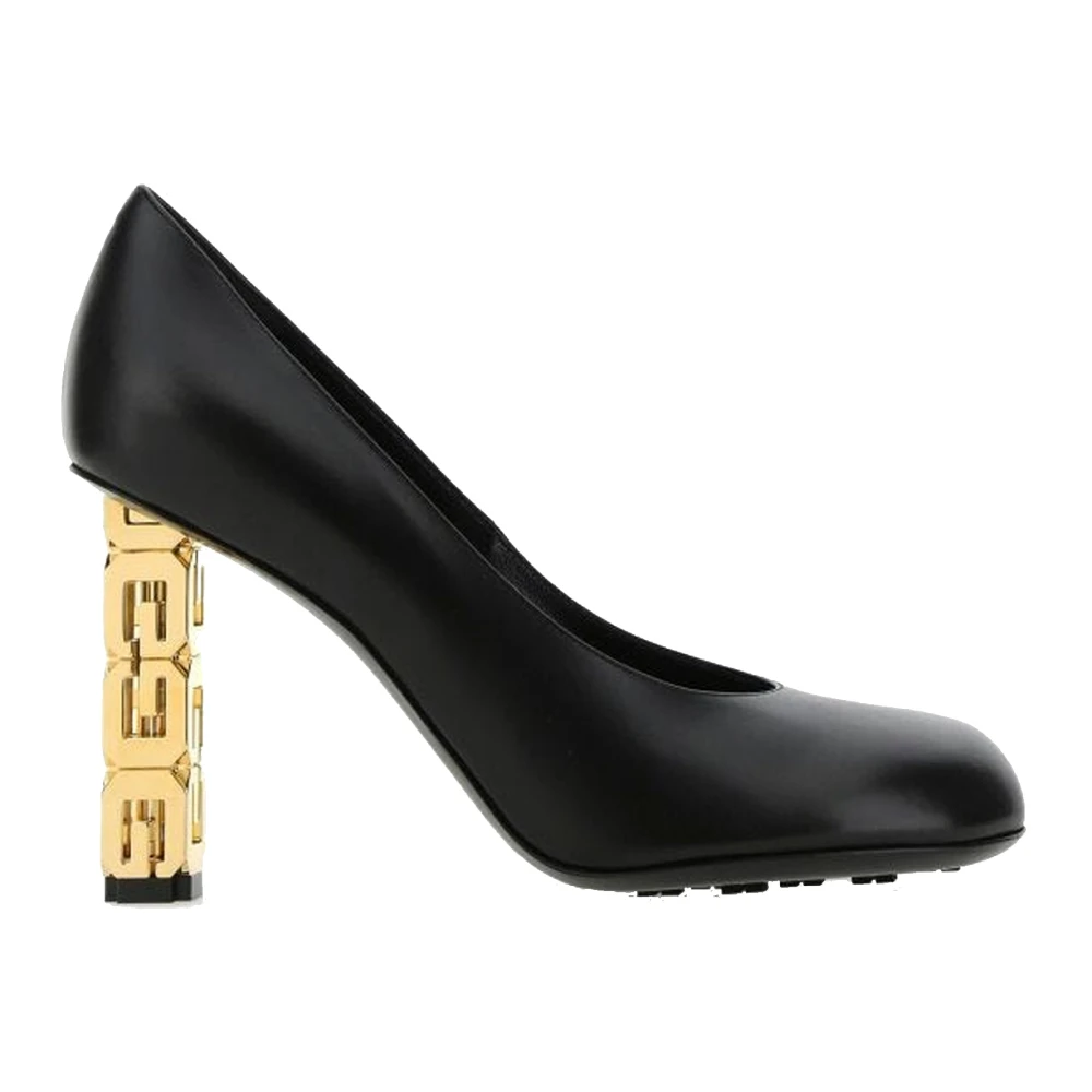 Givenchy Svarta Läder Logo Klack Pumps Black, Dam