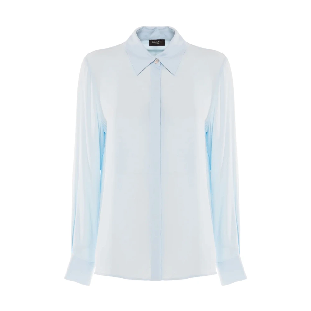 Nenette Donna Blu - Camicia In Viscosa Con Abbottonatura Nascosta - Blouses & Shirts - Xl