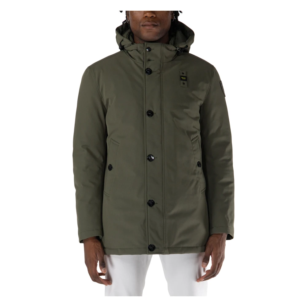 Blauer Neopreen Taslan Chester Parka Jas Green Heren