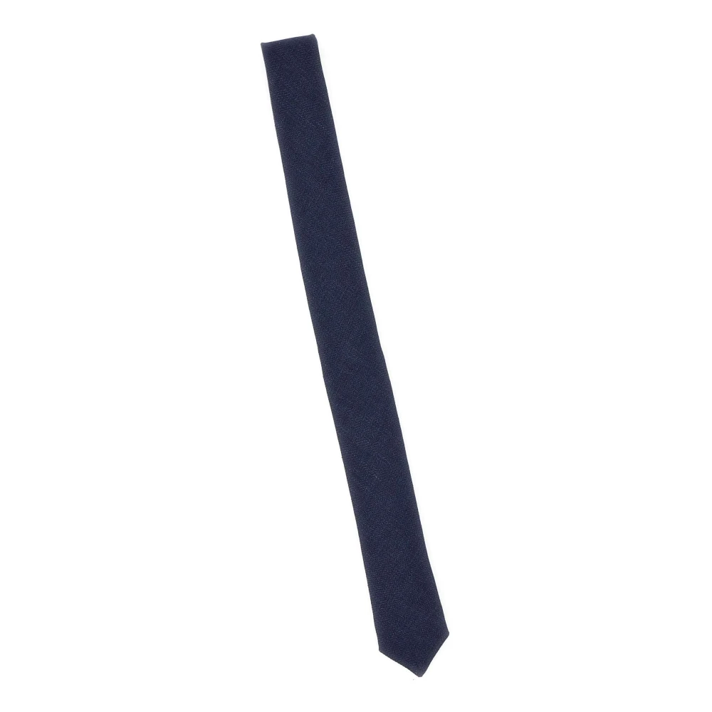 Eleventy Middernachtblauwe Wol Linnen Zijden Stropdas Blue Heren