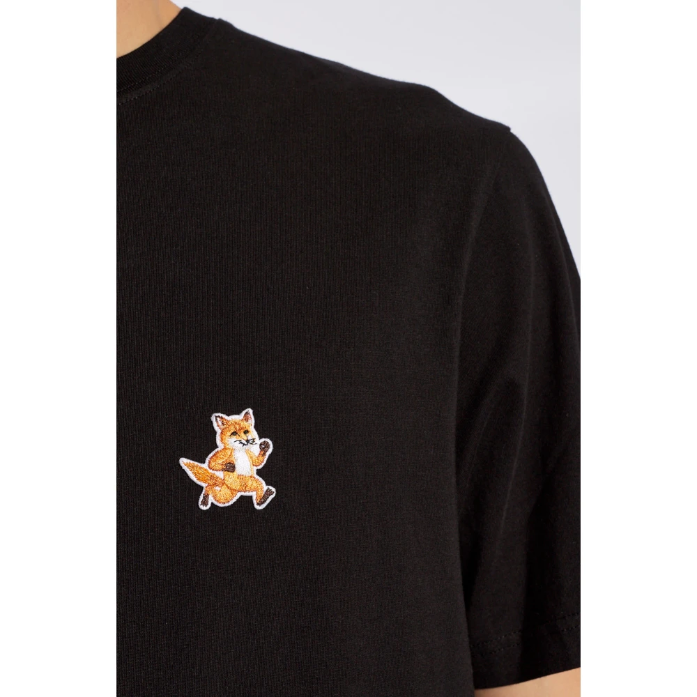 Maison Kitsuné T-shirt met logo Black Heren