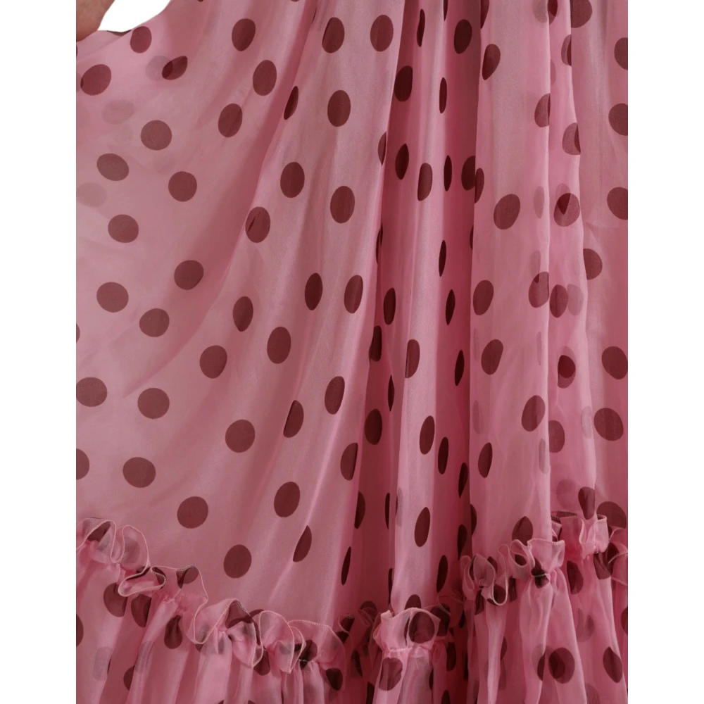 Dolce & Gabbana Roze Polka Dot Zijden A-lijn Jurk Multicolor Dames
