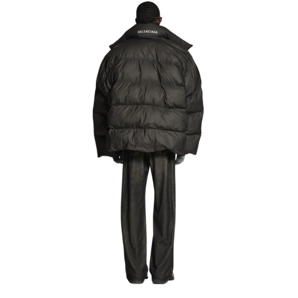Balenciaga Zwarte Pufferjas met Wrap Sluiting Black Dames