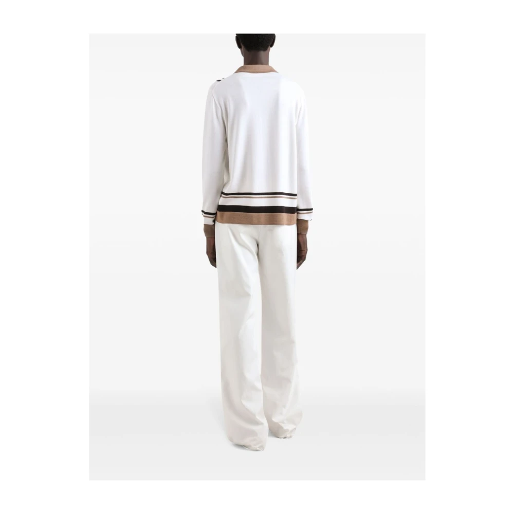 Dolce & Gabbana Beige Sweater Overhemdkraag Lange Mouwen Multicolor Heren