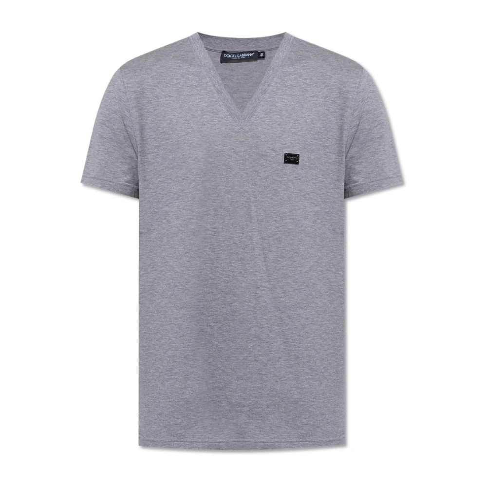 Dolce & Gabbana V-hals T-shirt Gray Heren