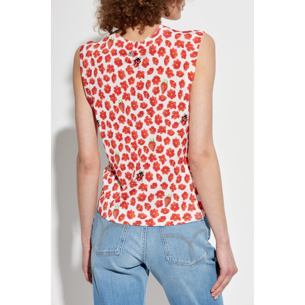 Versace Zijden top met bloemmotief Red Dames