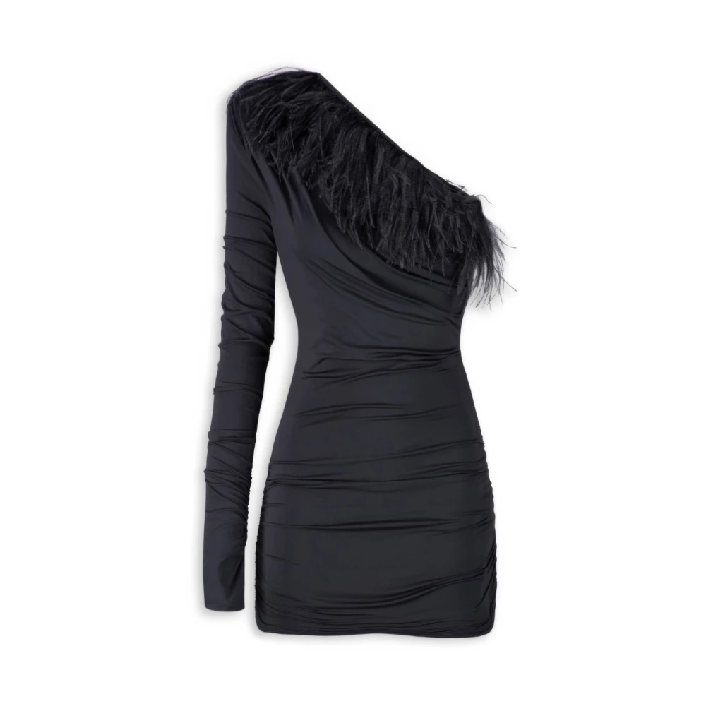 Aniye By Jurk met Veerdetail en Asymmetrische Mouw Black Dames