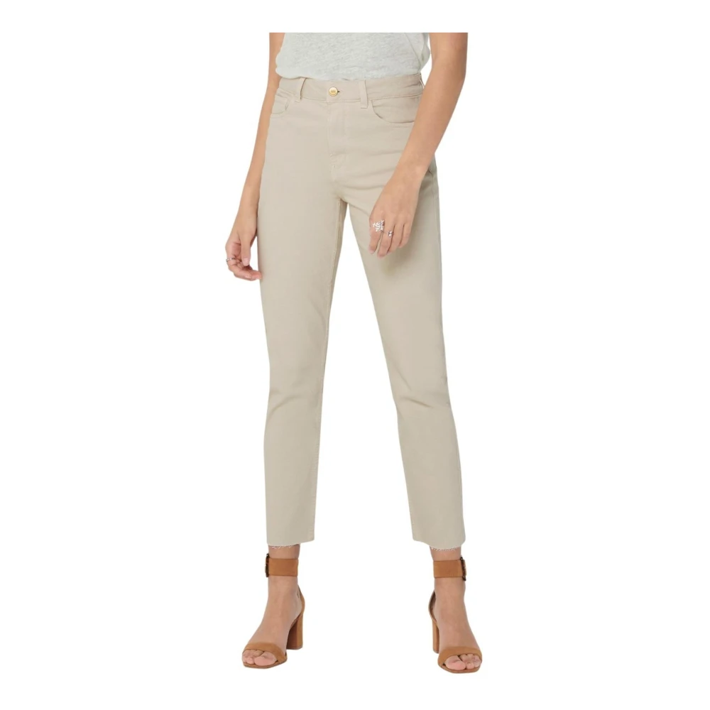 Only Cropped Jeans Beige, Dam