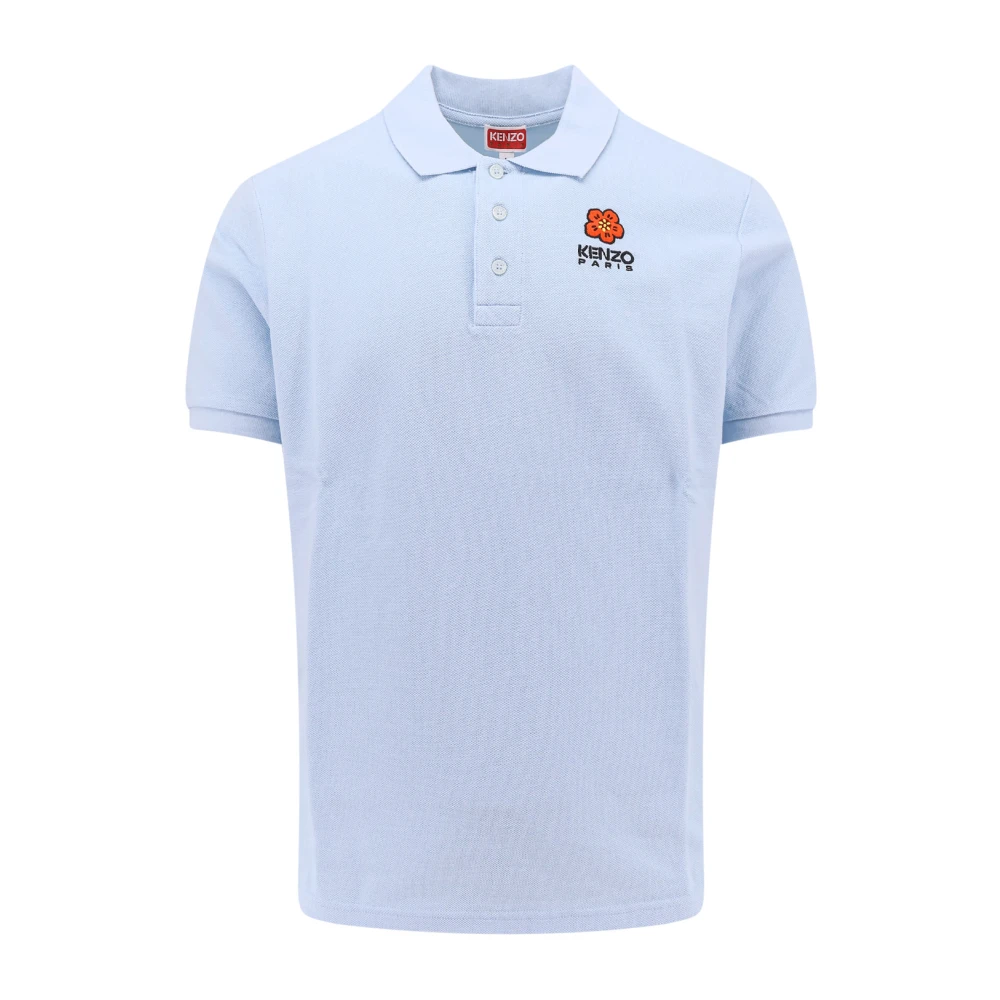 Kenzo Biologisch Katoenen Poloshirt met Boke Bloemenborduursel Blue Heren