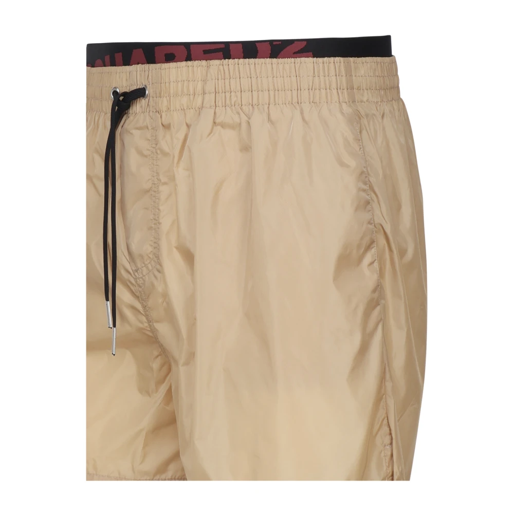 Dsquared2 Nylon Strand Shorts Elastische Tailleband Brown Heren