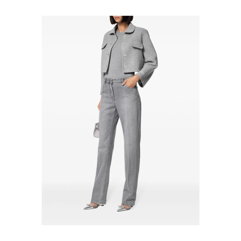 Versace Grijze Wol Kasjmier Korte Jas Gray Dames
