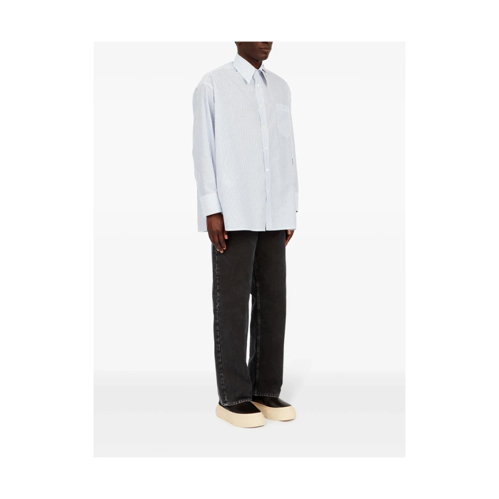 MM6 Maison Margiela Blauw Wit Gestreept Katoenen Overhemd Blue Heren