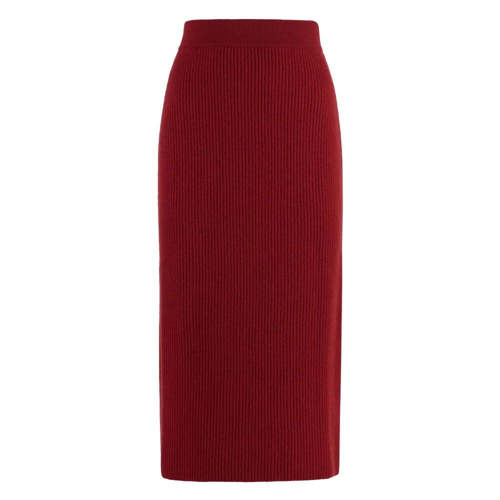 Malo Geribbelde gebreide cashmere rok Red Dames