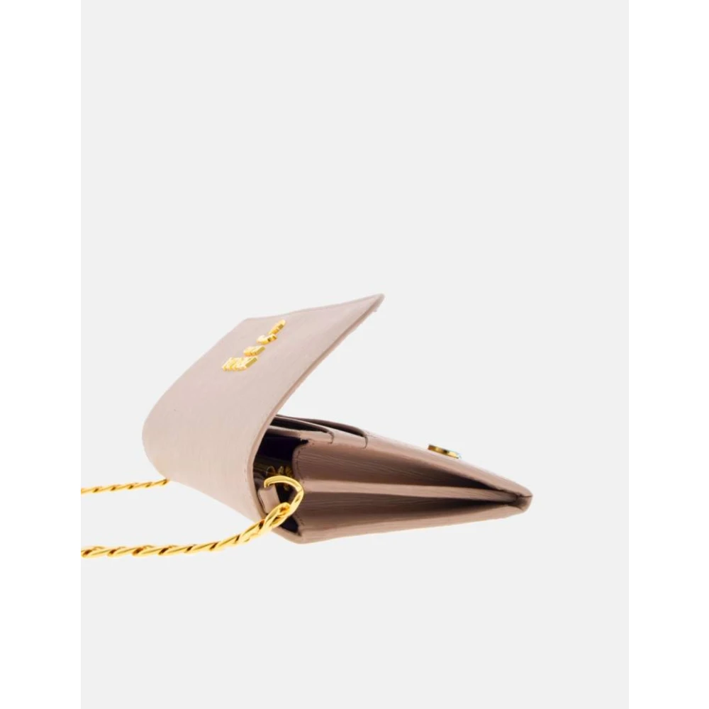 Prada Roze Leren Clutch Portemonnee met Gouden Ketting Pink Dames