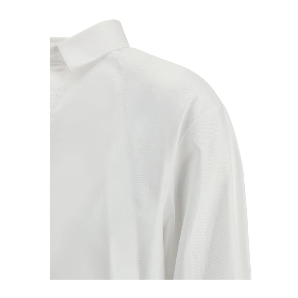 Giorgio Armani Asymmetrische V-hals shirt met klassieke kraag White Dames