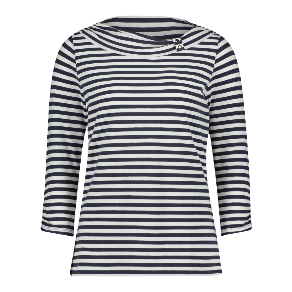 Betty Barclay Gestreept shirt met ruches en boothals Blue Dames