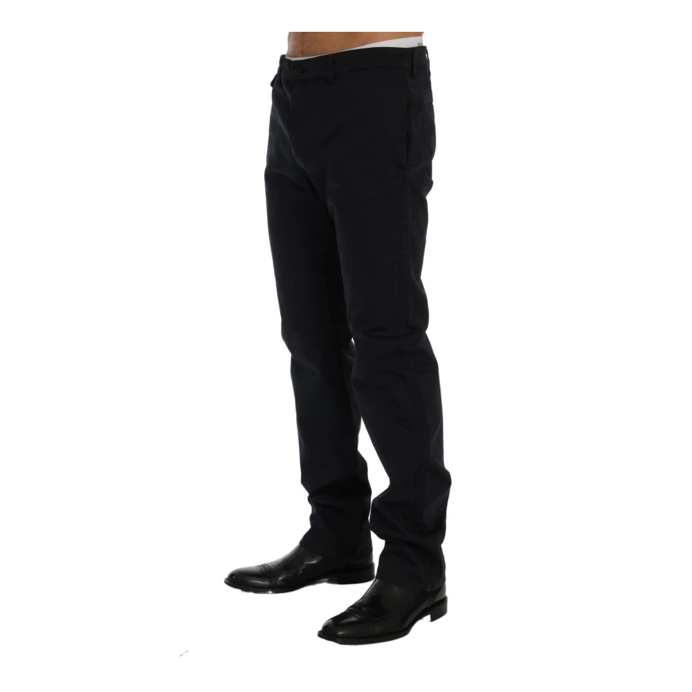 Gianfranco Ferré Blauwe Katoenen Stretch Chino's Rechte Pasvorm Blue Heren