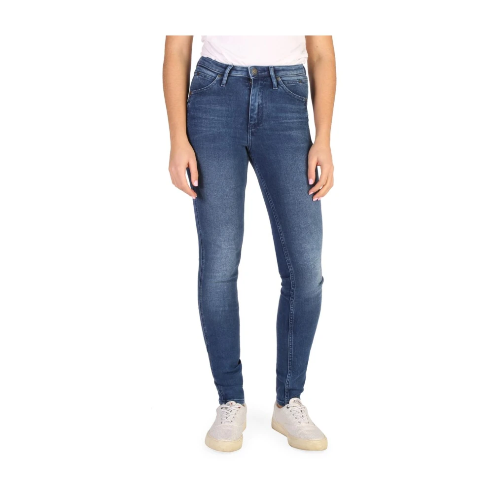 Calvin Klein Women's Blue Mid Wash Skinny Jeans Button Zip