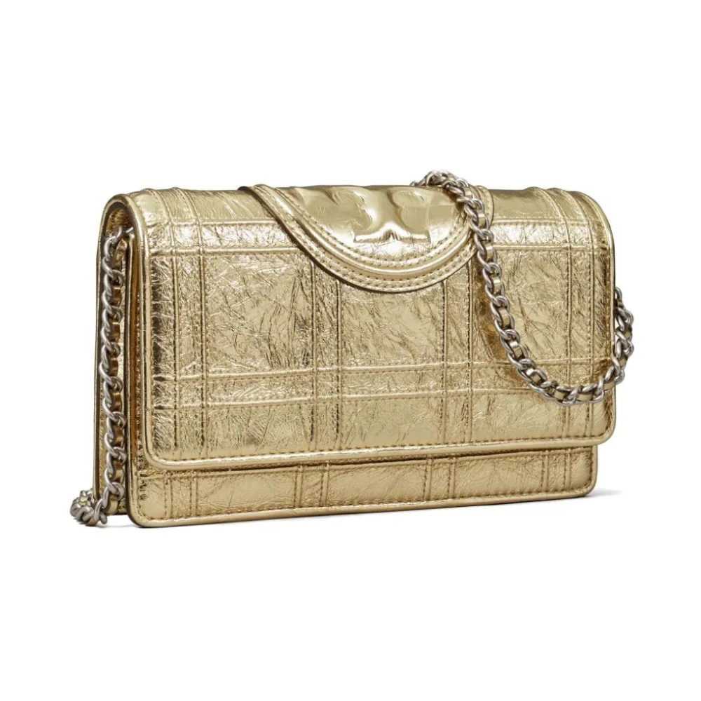 TORY BURCH Zachte Metallic Gewatteerde Kettingportemonnee Yellow Dames