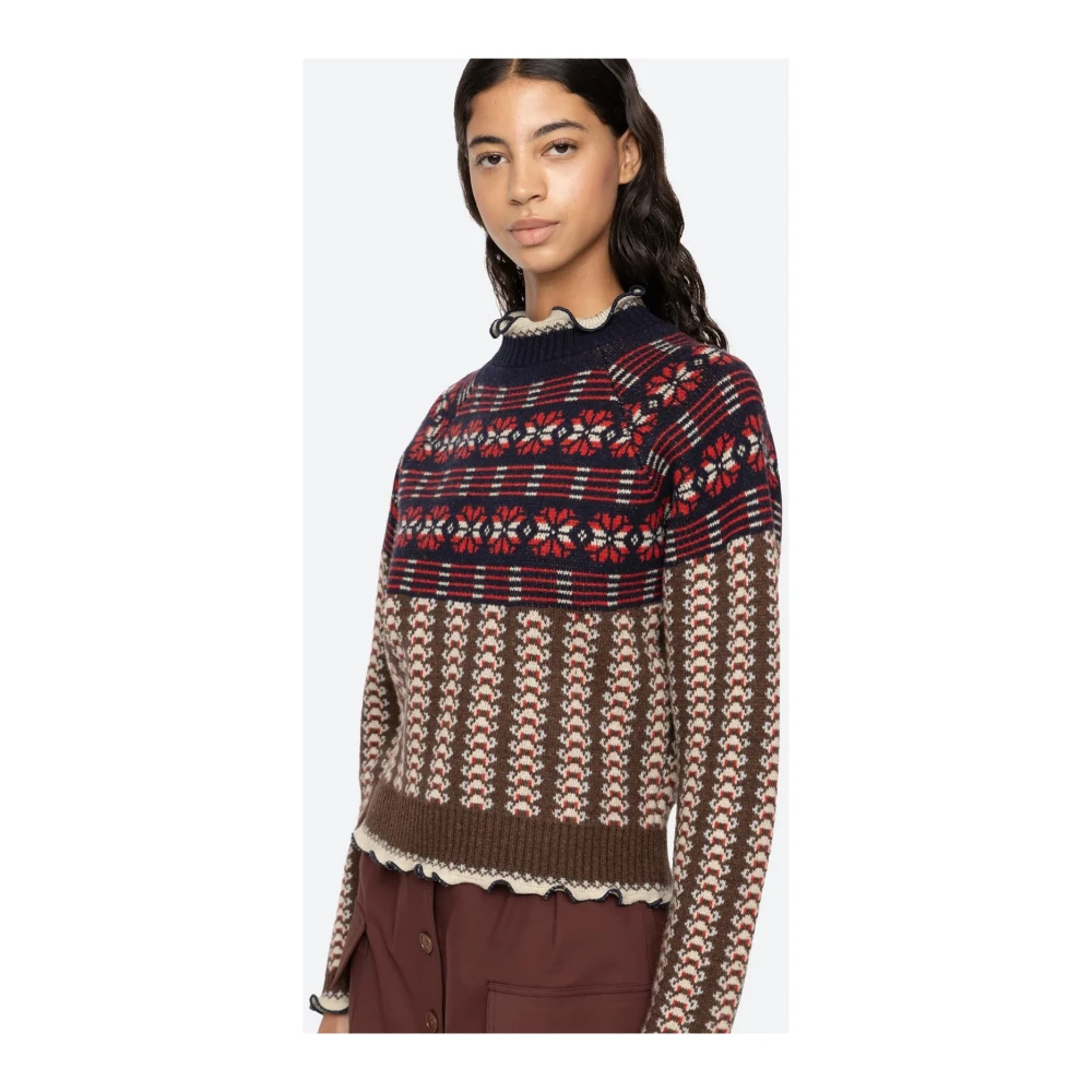 Sea NY Fair Isle Gebreide Trui met Ruchedetails Blue Dames