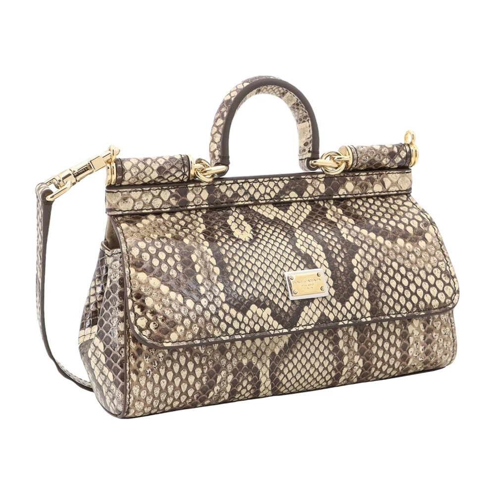Dolce & Gabbana Animalier Leren Handtas met Flap Sluiting Multicolor Dames