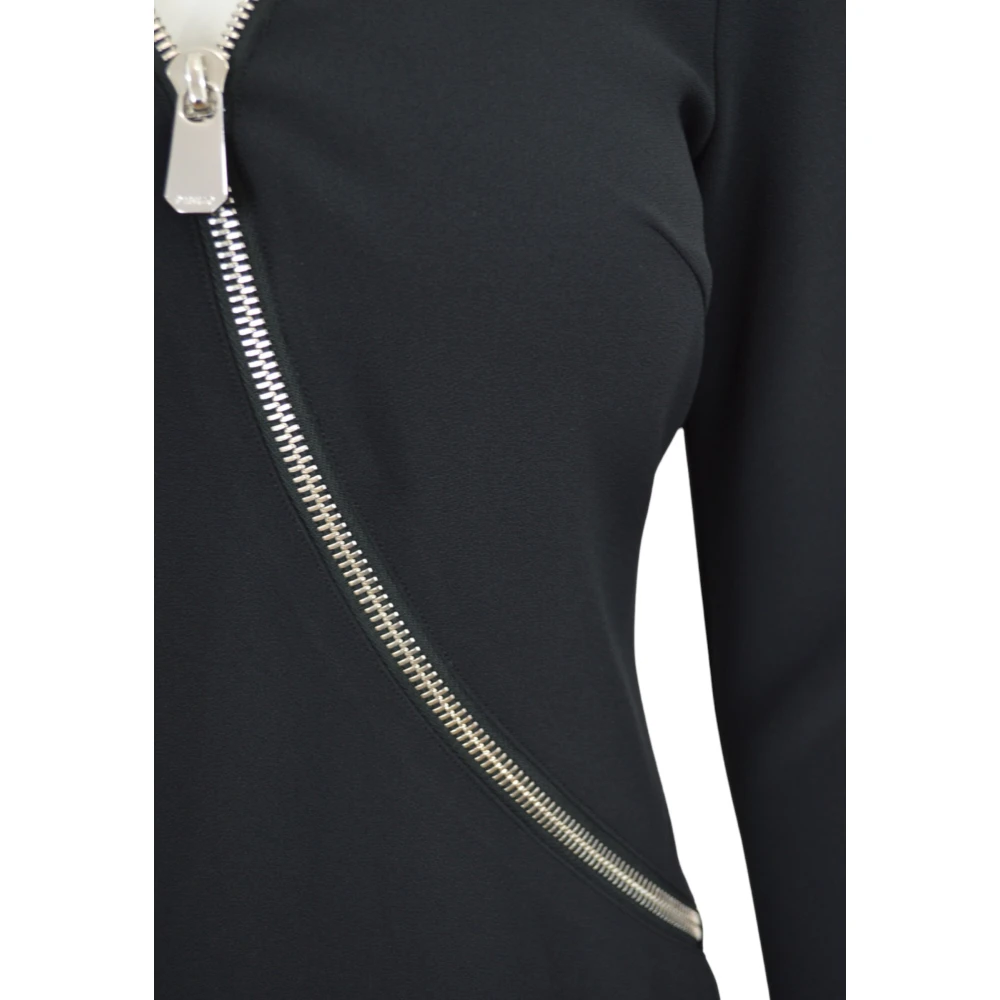 pinko Crepe Stretch Jurk met Metalen Rits Black Dames