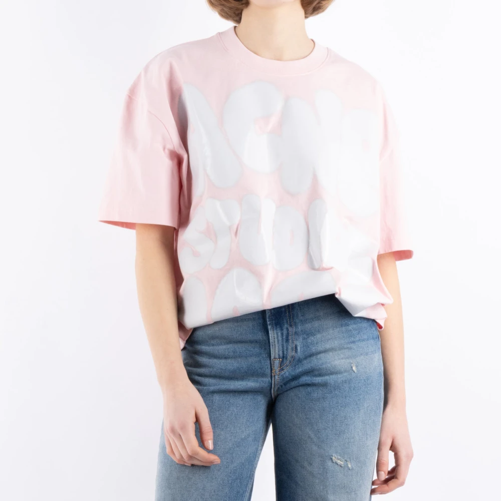 Acne Studios Roze Katoenen T-Shirt Cl0333 Pink Dames