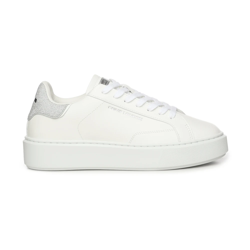 Crime London Witte Leren Sneakers met Ronde Neus