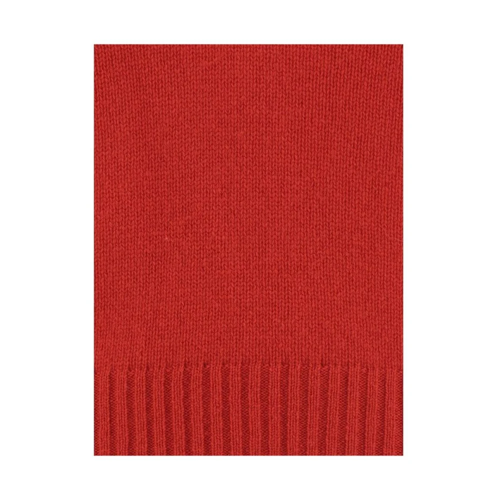 allude Geribbelde V-hals Kasjmier Trui Red Dames