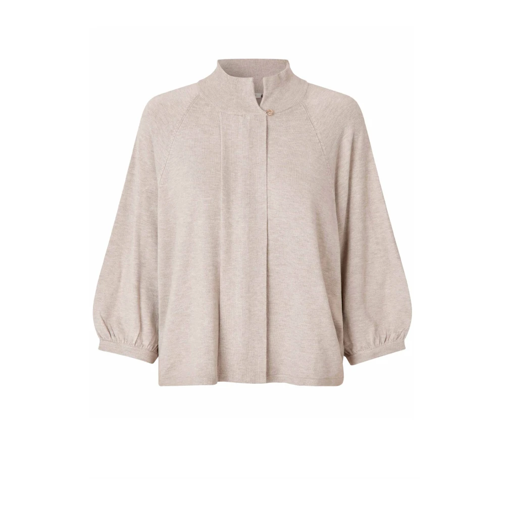 Masai Gebreide Vest met Pofmouwen Beige Dames