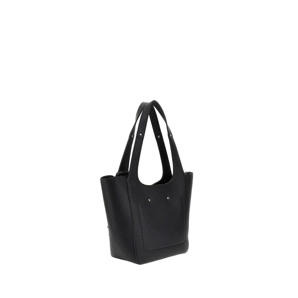 Guess Zwarte leren handtas met drukknoopsluiting Black Dames