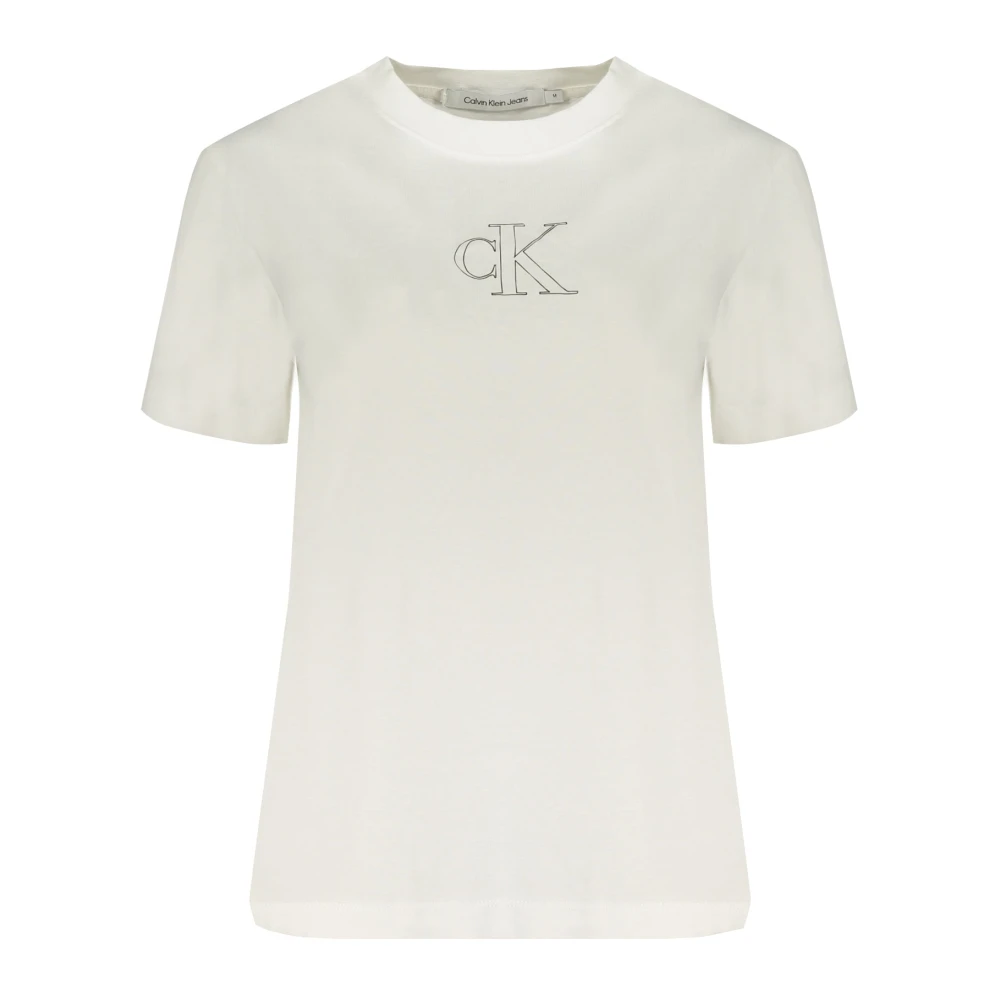 Calvin Klein Korte Mouw Logo T-shirt Wit White Dames