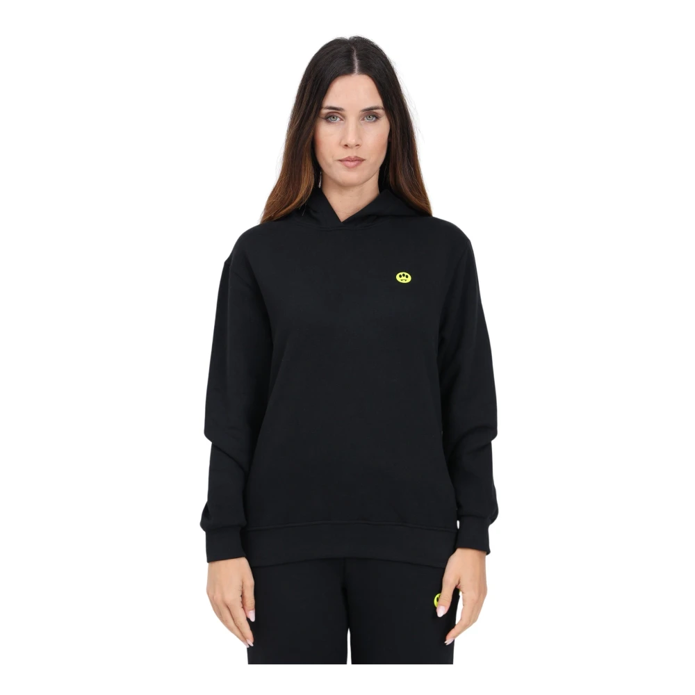 Barrow Zwarte Hoodie met Rubber Logo Patch Black Dames