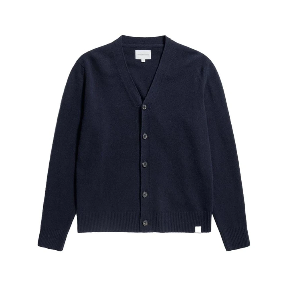 Norse Projects Merino Lambswool Cardigan Donkerblauw Blue Heren