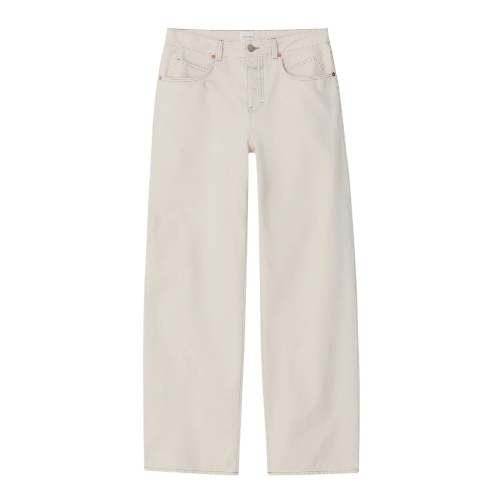 Closed Wijde denim broek met 5 zakken Beige Dames