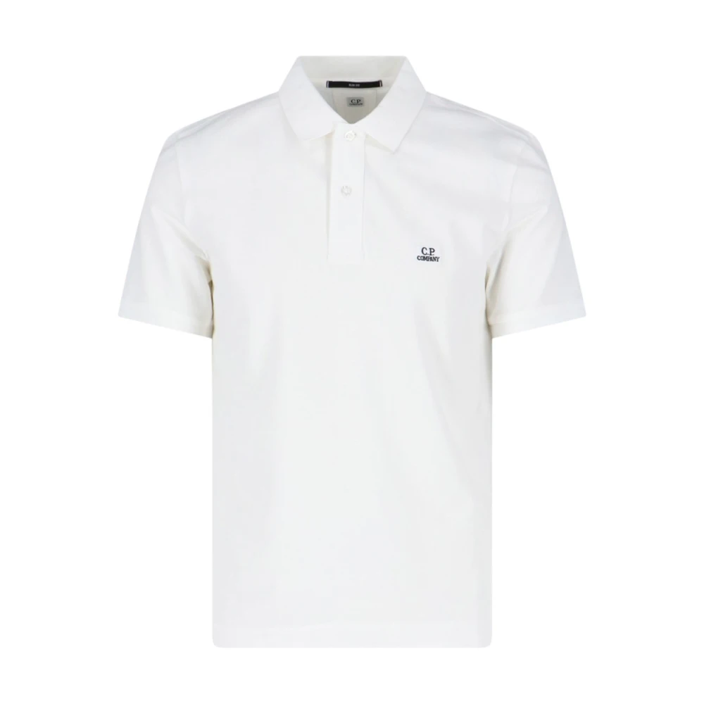 C.P. Company Wit Logo Polo Shirt White Heren