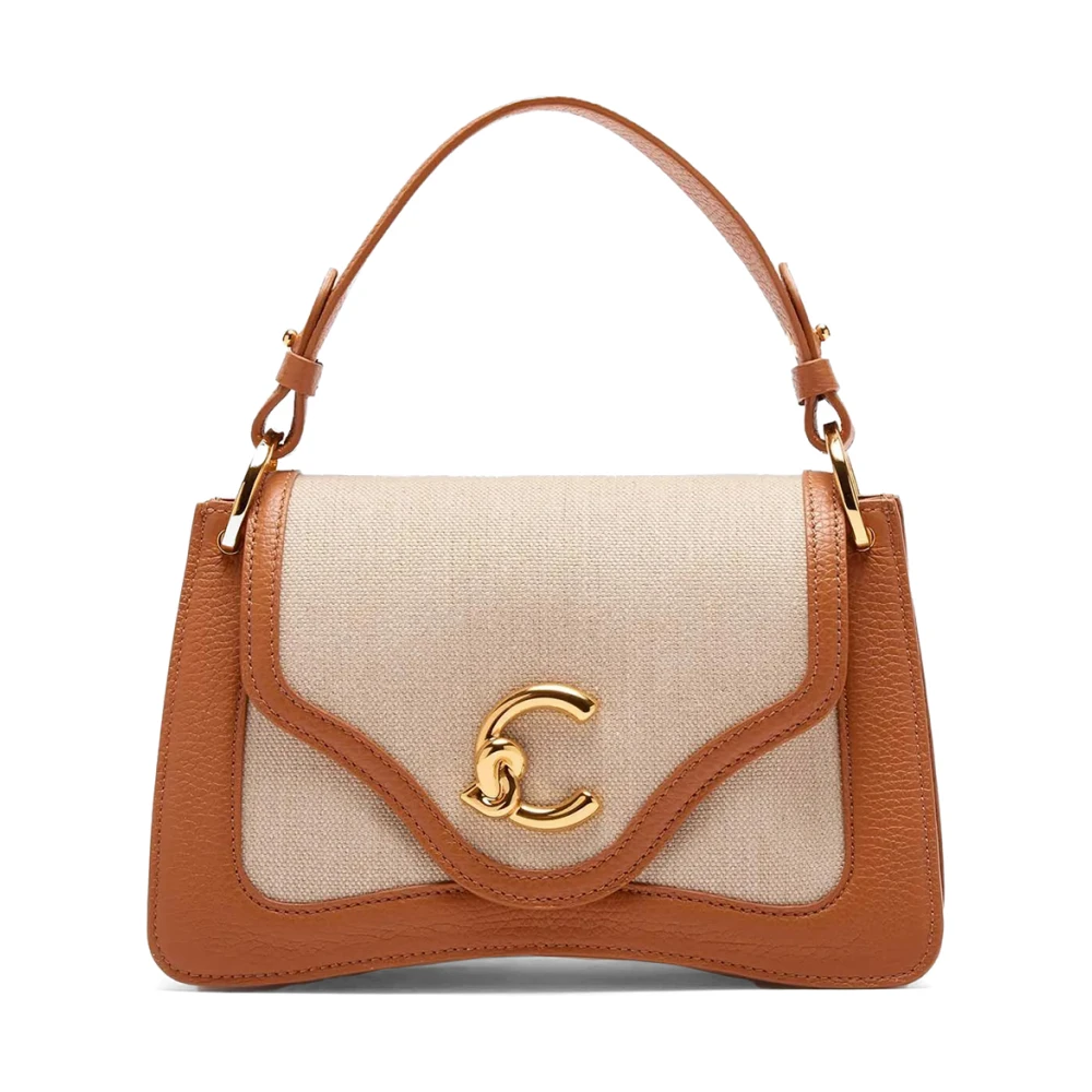 Coccinelle Beige Canvas en Leren Schoudertas Beige Dames