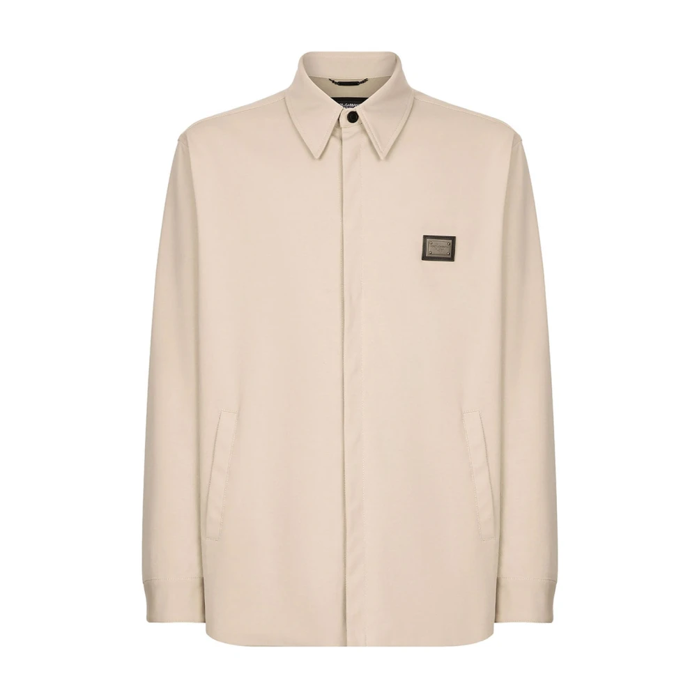 Dolce & Gabbana Casual Katoenen Shirt met Uniek Ontwerp Beige Heren