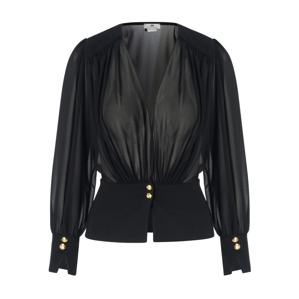 Elisabetta Franchi Zwarte Shirt EF Model Black Dames