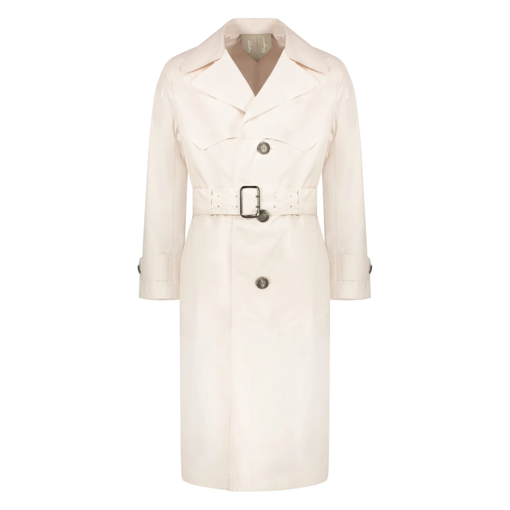 Salvatore Ferragamo Katoenen trenchcoat met reverskraag White Heren