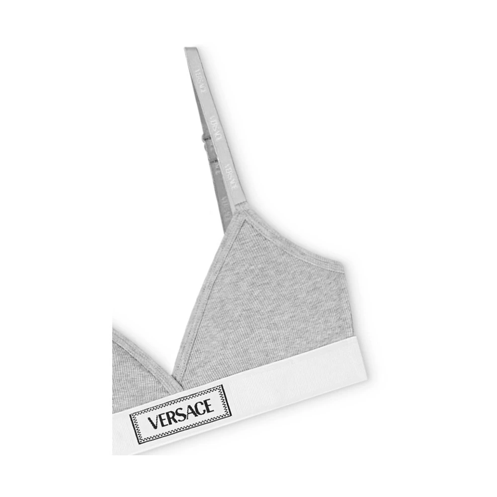 Versace Grijze Driehoekig Logo Patch Mouwloos Ondergoed Gray Dames