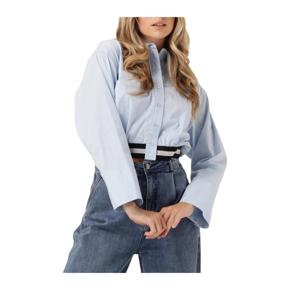 Co'Couture Blauwe Logo Crop Shirt Katoenen Blouse Blue Dames
